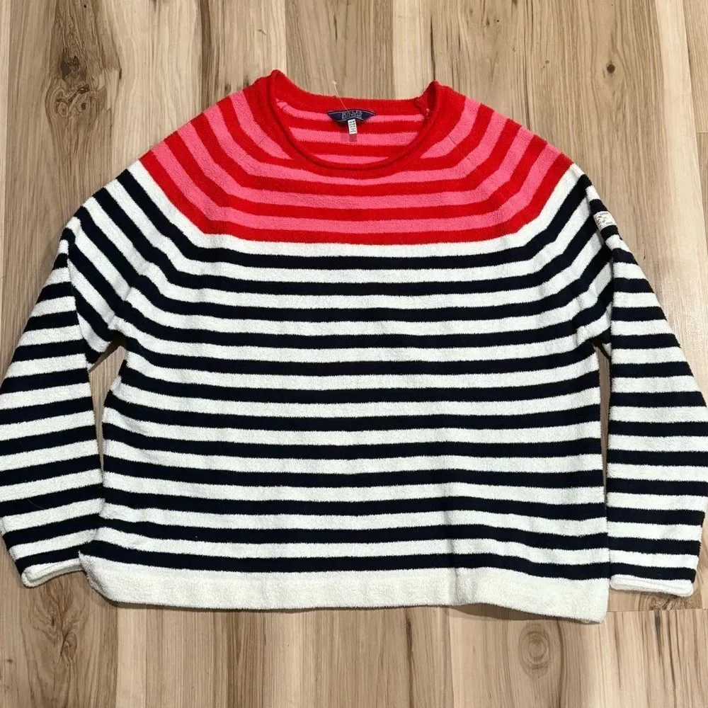 Joules Knitwear Seaport Red Multistriped Crewneck Sweater Women’s 14